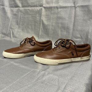 Vintage Polo Ralph Lauren Vaughn Men Shoe Sz 9D Brown Leather Sport Boat sneaker